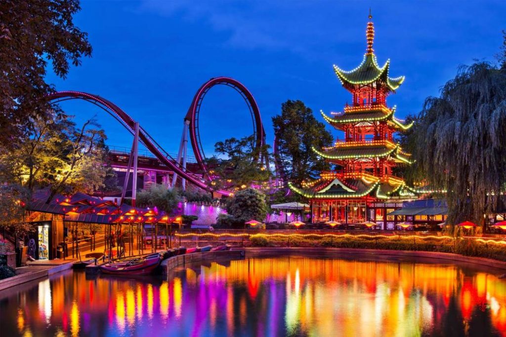 Tivoli Gardens park. Popular amusement parks