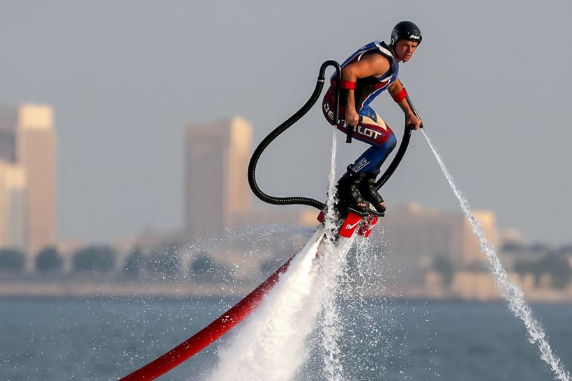 Flyboarding - a combination of wakeboarding, surfing, kiteboarding and jet skiing