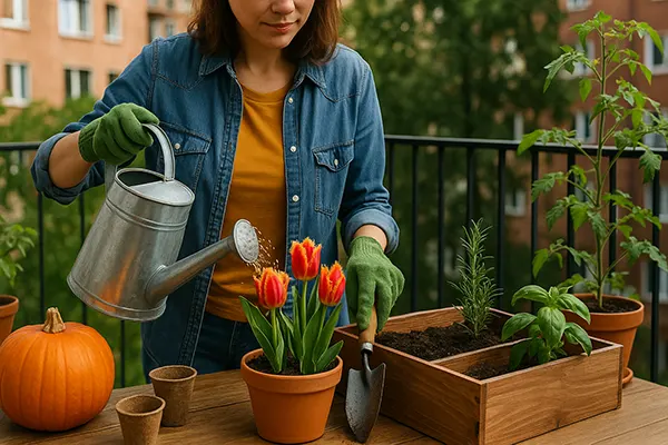giardinaggio su balcone