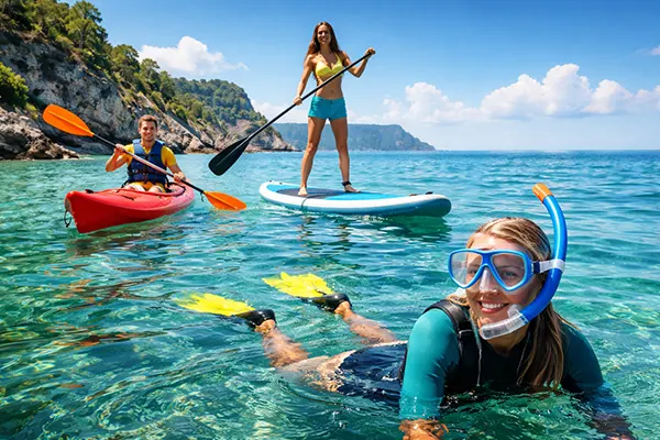 Máscara y aletas snorkel